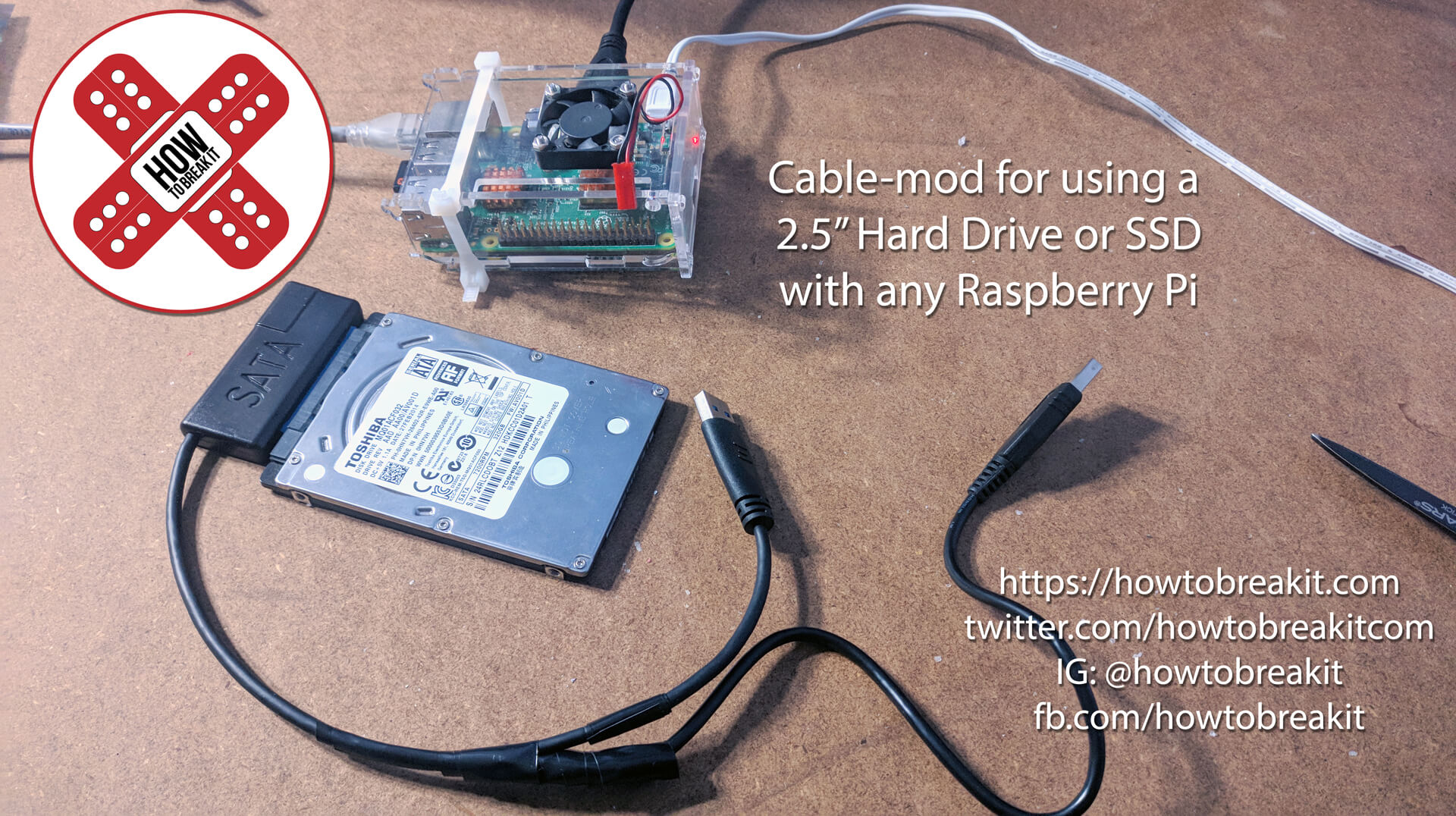 Read more about the article Modifying a USB to Sata adapter cable for use with a Raspberry Pi!